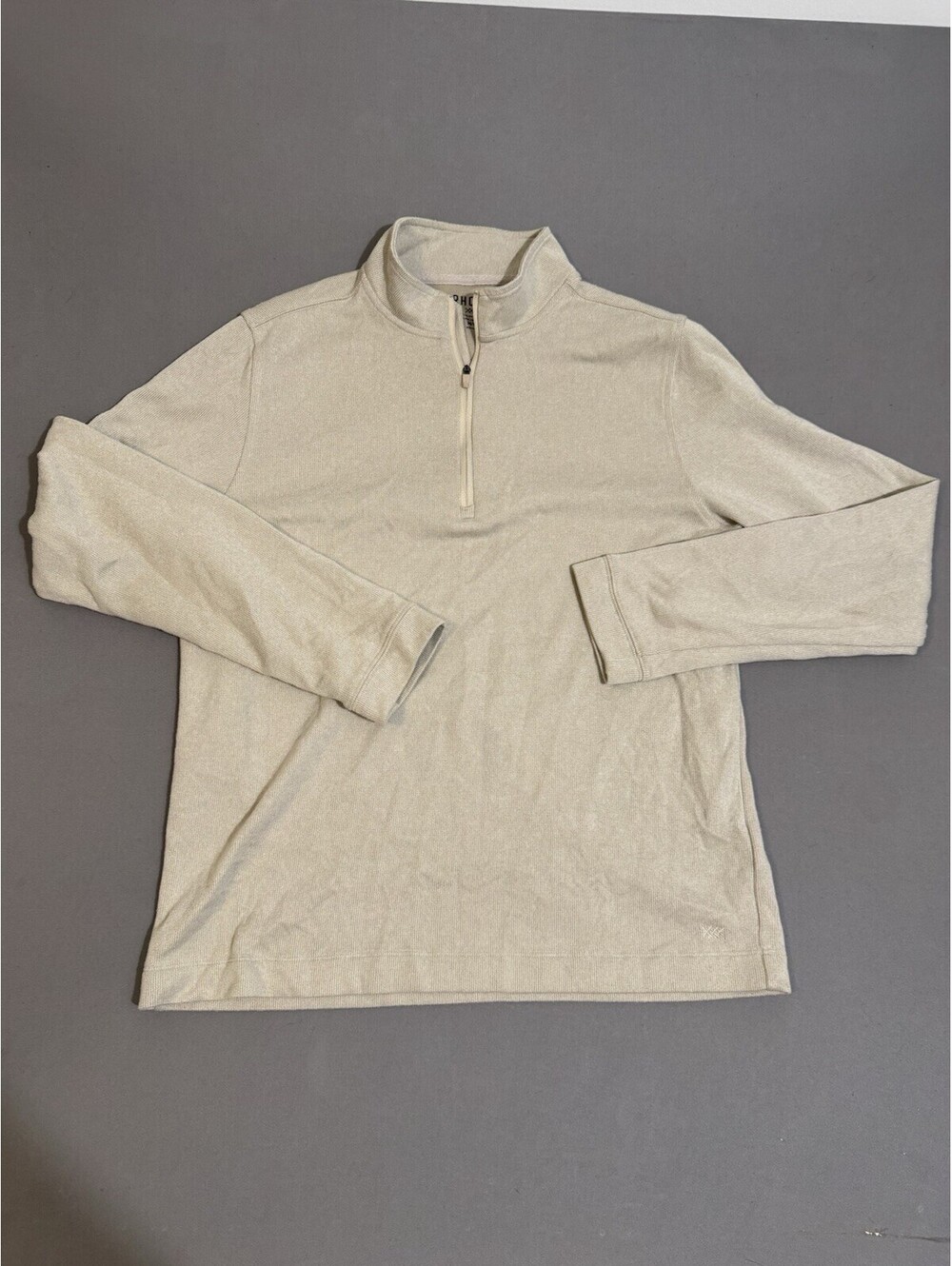 Rhone Commuter Pullover Sweater 1/4 Zip Mens MEDIUM Beige Heathered
